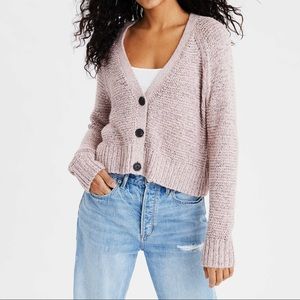 American Eagle Cropped Button Up Cardigan